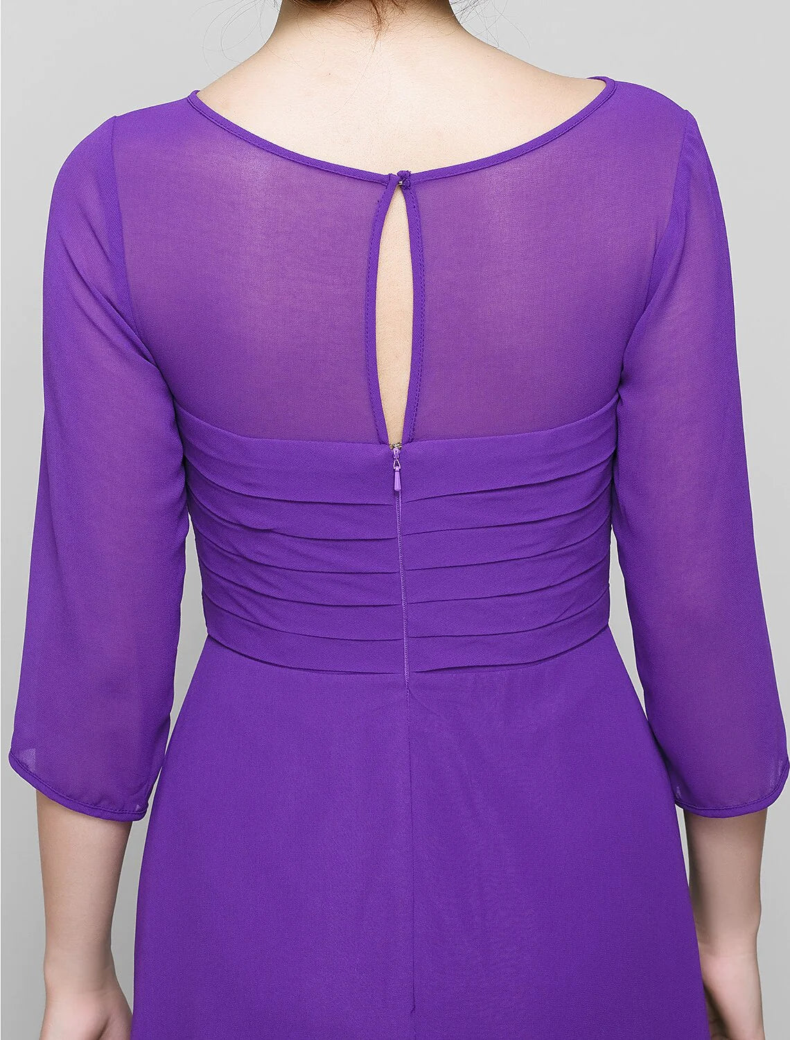 Wholesale A-Line Mother of the Bride Dress Elegant Scoop Neck Ankle Length Chiffon 3/4 Length Sleeve No with Ruched