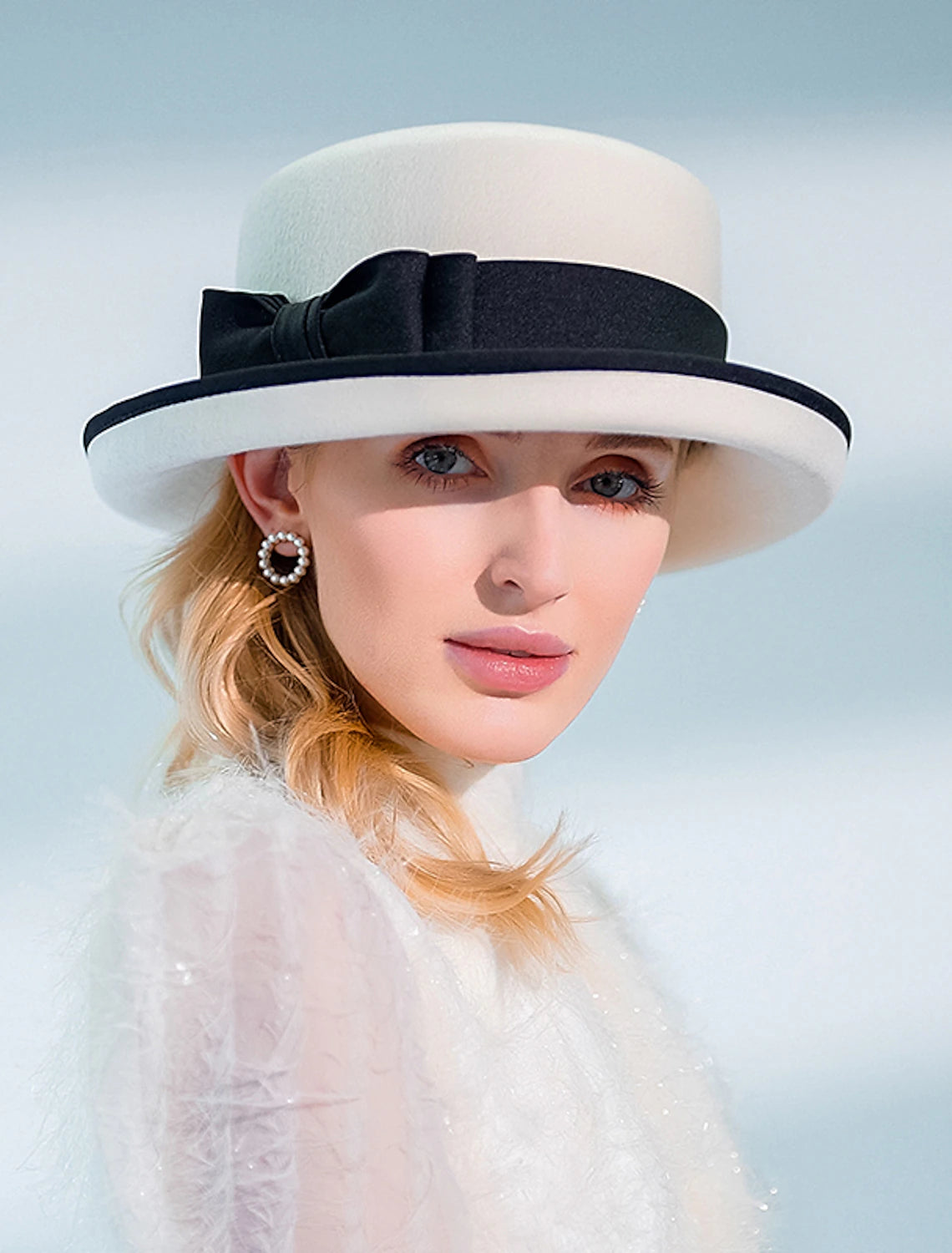 Wholesale Hats 100% Wool Fedora Hat Casual Tea Party Elegant With Bowknot Headpiece Headwear