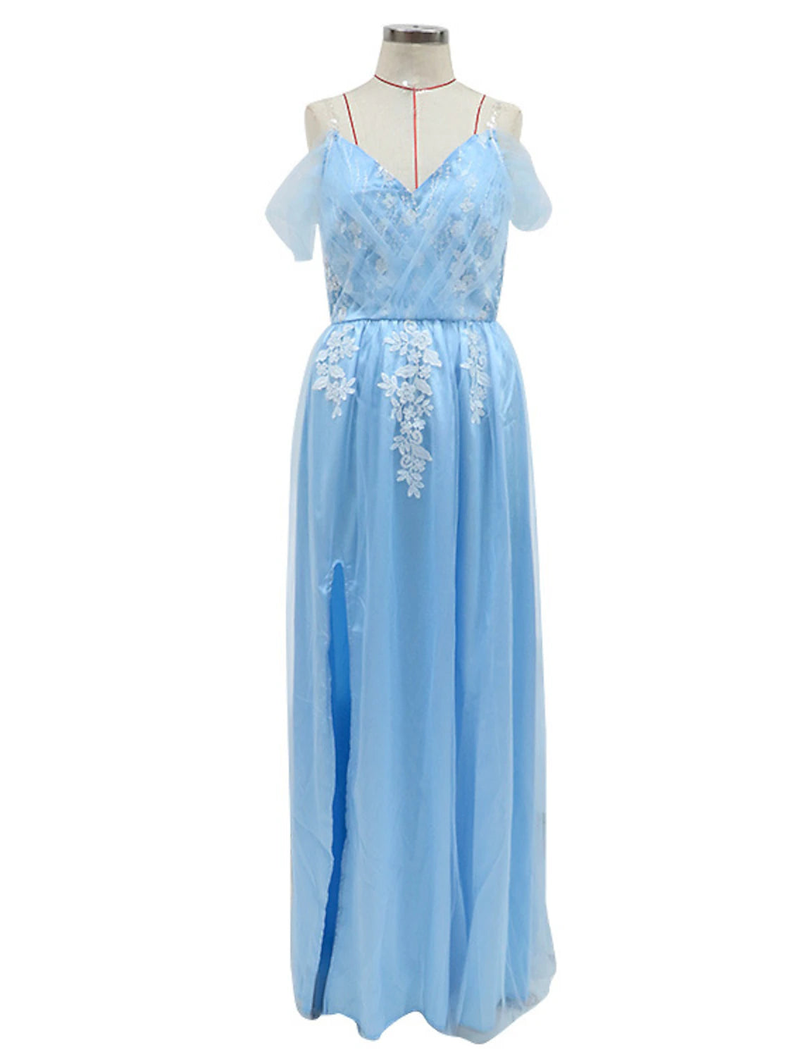 Wholesale A-Line Party Dresses Sexy Dress Prom Wedding Party Floor Length Sleeveless V Neck Lace with Slit Appliques