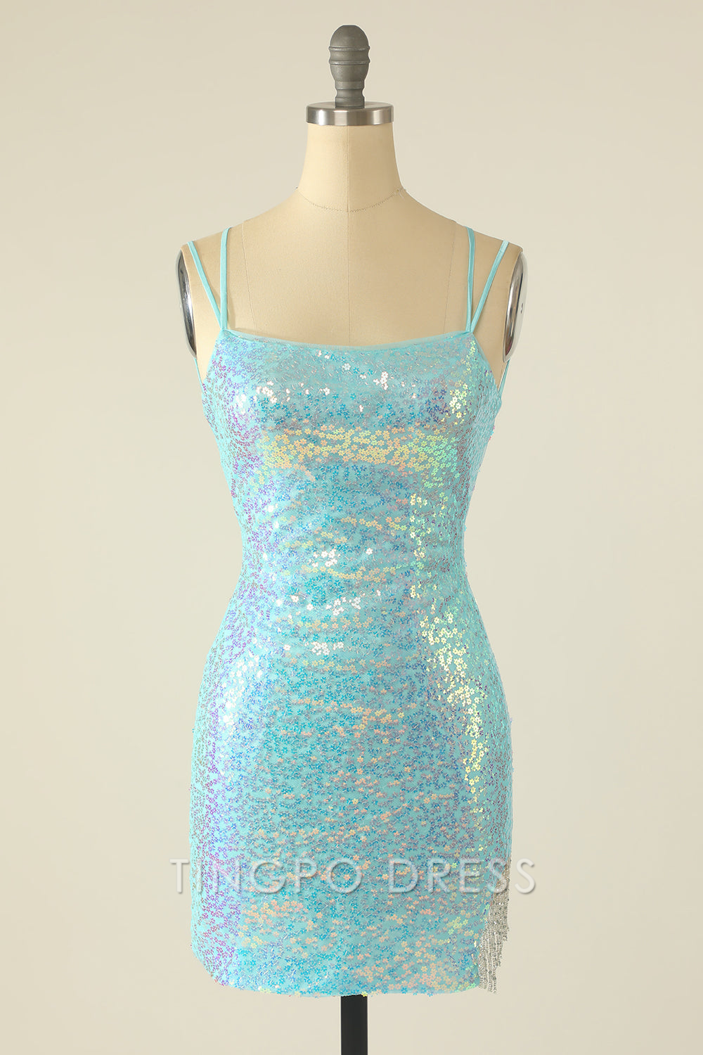 TingPo Wholesale Elegant Blue Sequin Tight Homecoming Dress formal wear dresses