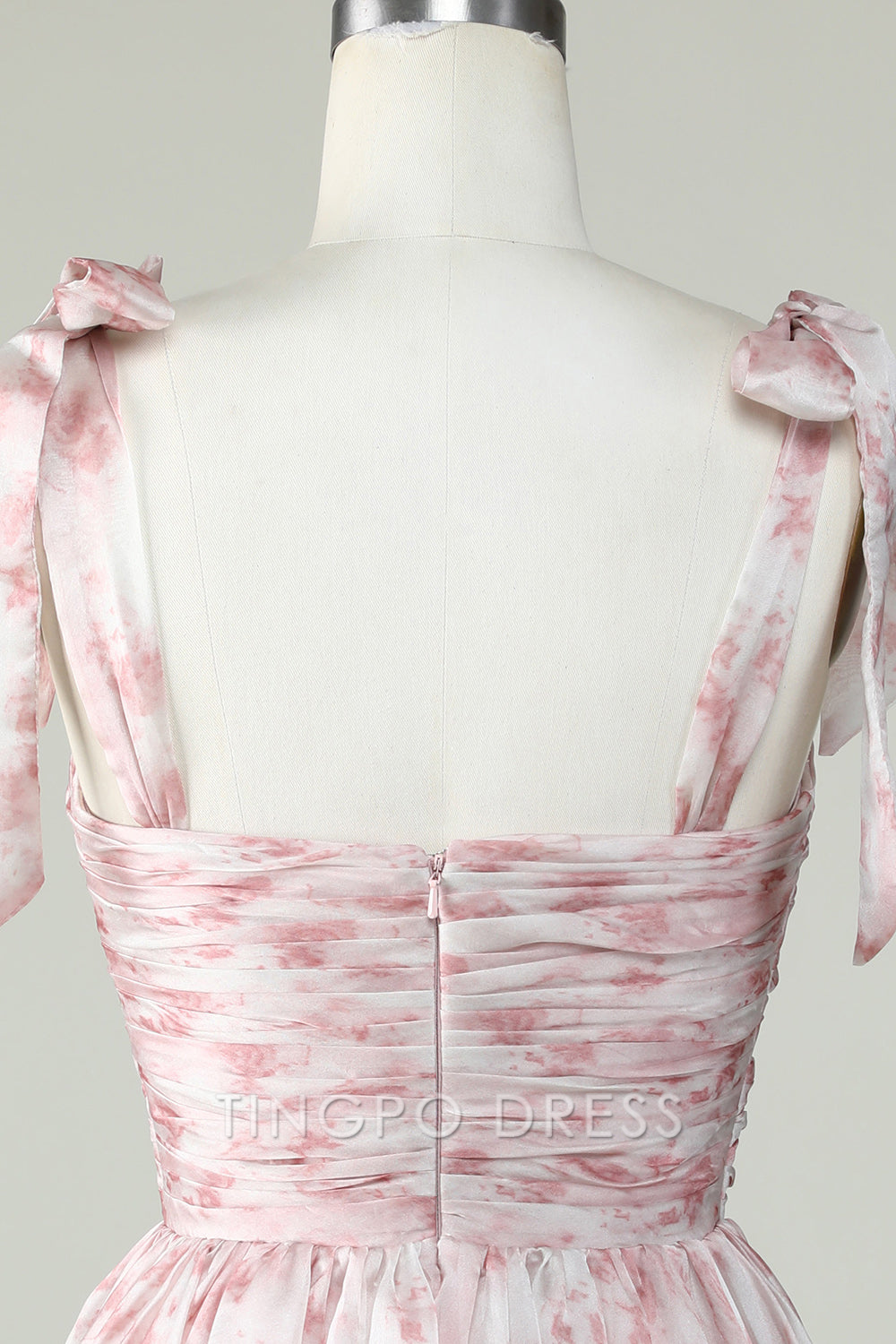 TingPo Wholesale Elegant Stylish A Line Off the Shoulder Blush Printed Short Homecoming Dress formal wear dresses