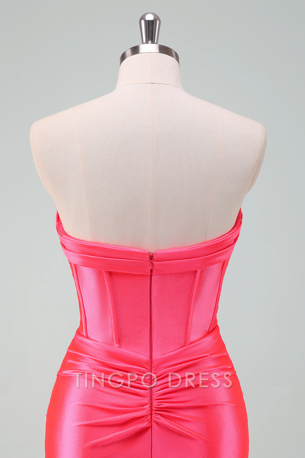TingPo Wholesale Elegant Stylish Hot Pink Bodycon Sweetheart Satin Corset Short Homecoming Dress formal wear dresses