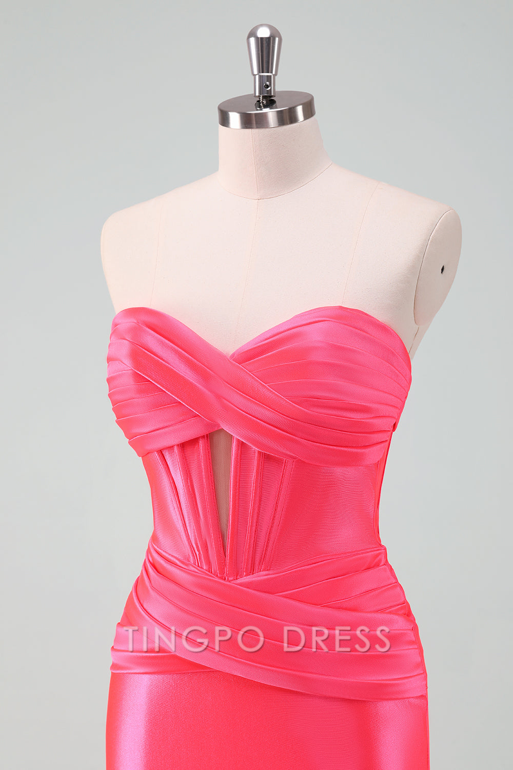 TingPo Wholesale Elegant Stylish Hot Pink Bodycon Sweetheart Satin Corset Short Homecoming Dress formal wear dresses