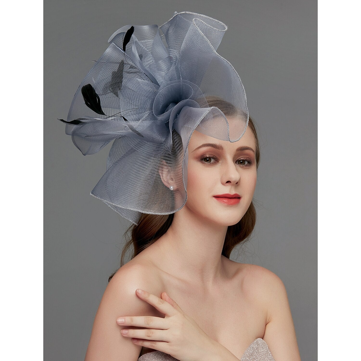 Wholesale Net Fascinators / Headdress / Headpiece with Feather / Flower / Trim 1 PC Wedding / Special Occasion / Tea Party Headpiece