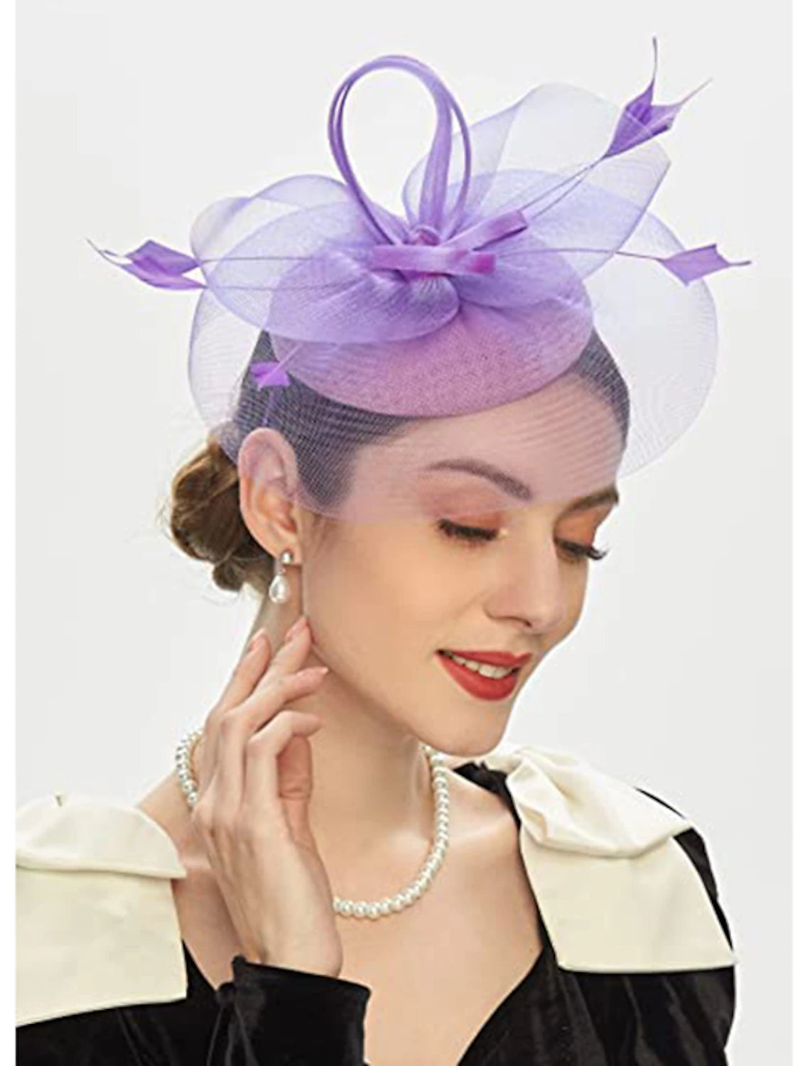 Wholesale Fascinators Feathers Pillbox Hat Wedding Kentucky Derby Melbourne Cup Cocktail Royal Astcot Flower Elegant With Pure Color Headpiece Headwear