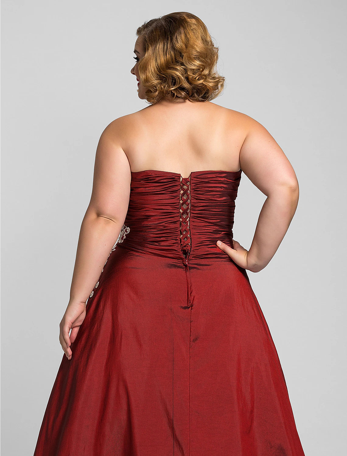 Wholesale Ball Gown Plus Size Prom Formal Evening Dress Strapless Sleeveless Floor Length Taffeta with Beading Appliques