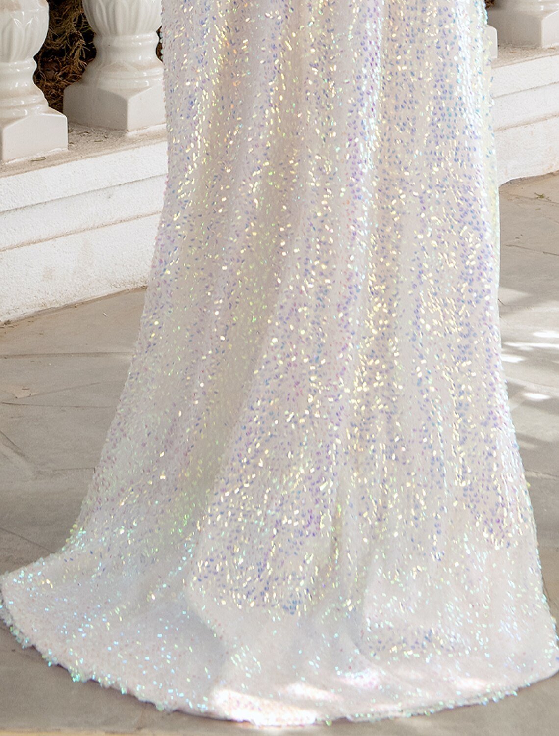 Wholesale  Sheath / Column Evening Gown Sexy Dress Party Wear Sweep / Brush Train Short Sleeve Off Shoulder Sequined with Sequin Slit