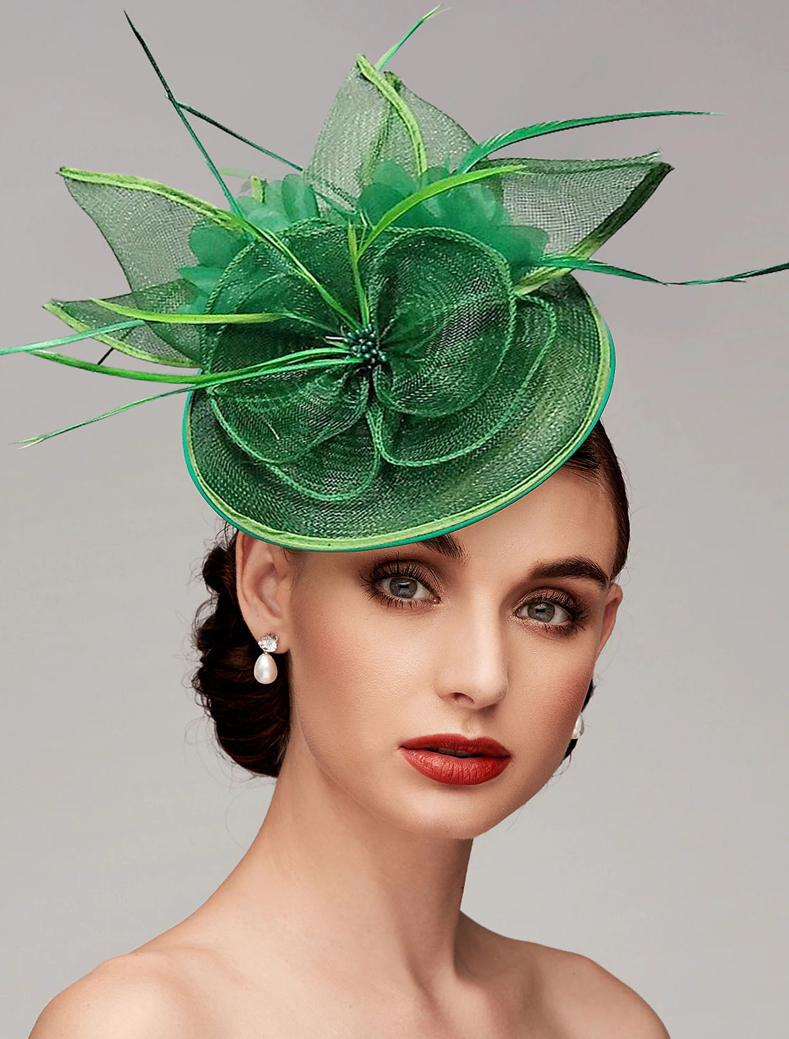 Wholesale Feathers Net Fascinators Kentucky Derby Hats Headpiece with Feather Cap Flower 1 PC Wedding Horse Race Ladies Day Melbourne Cup Headpiece