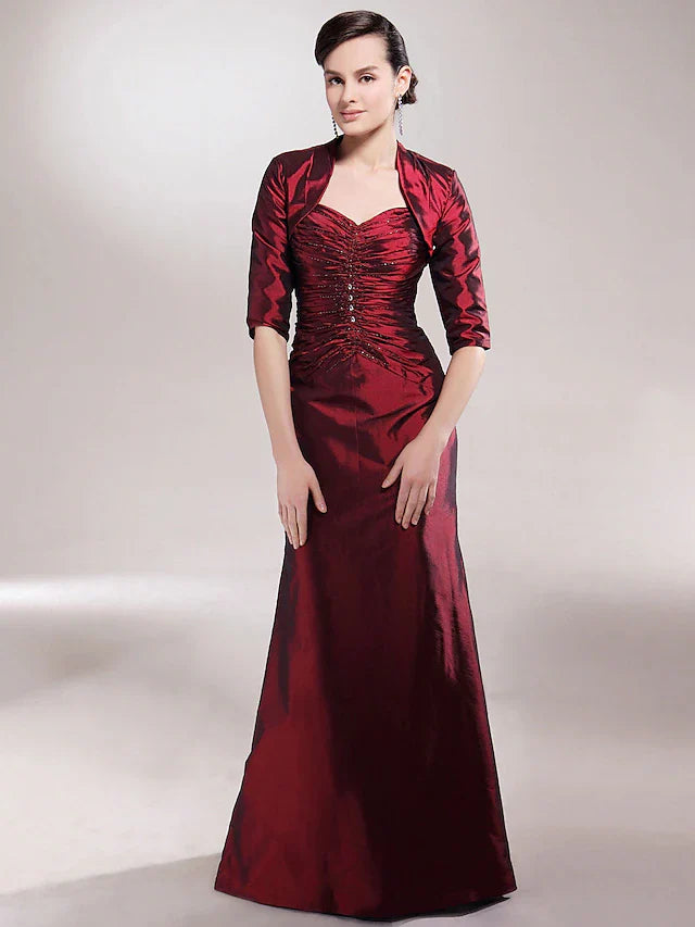 Wholesale A-Line Mother of the Bride Dress Plus Size Elegant Sexy Sweetheart Spaghetti Strap Floor Length Taffeta Sleeveless with Ruched Beading Side Draping