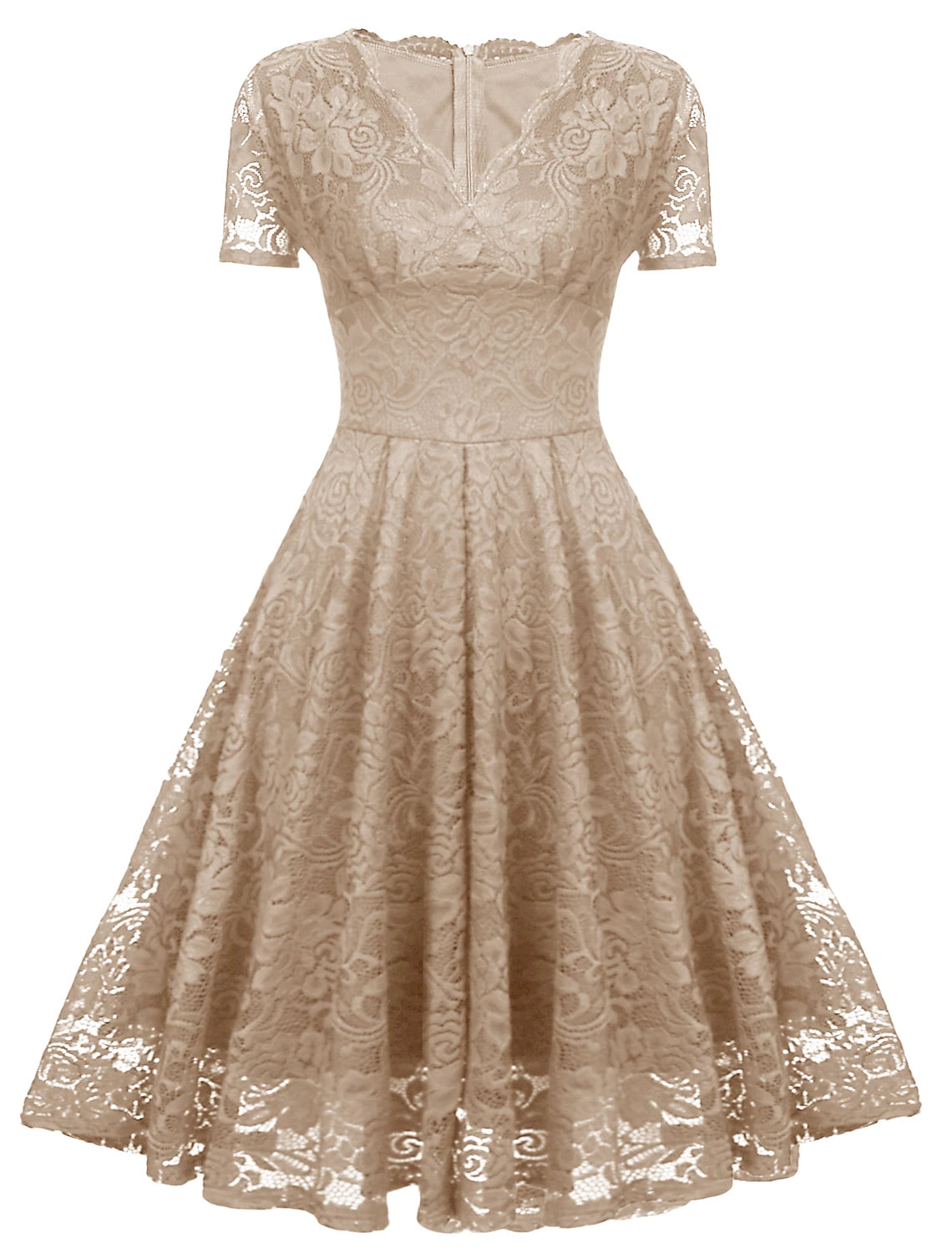 Wholesale A-Line Cocktail Dresses Minimalist Dress Holiday Wedding Guest Tea Length Short Sleeve V Neck Spandex with Lace