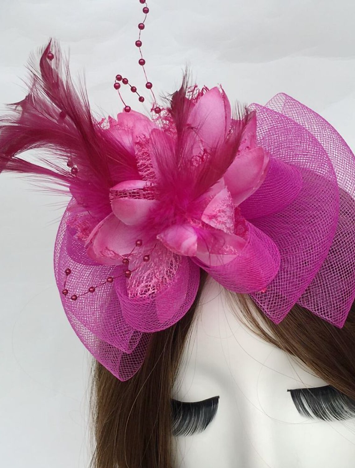Wholesale Feather / Net Fascinators Kentucky Derby Hat / Flowers with 1 Piece Wedding / Party / Evening / Horse Race Headpiece