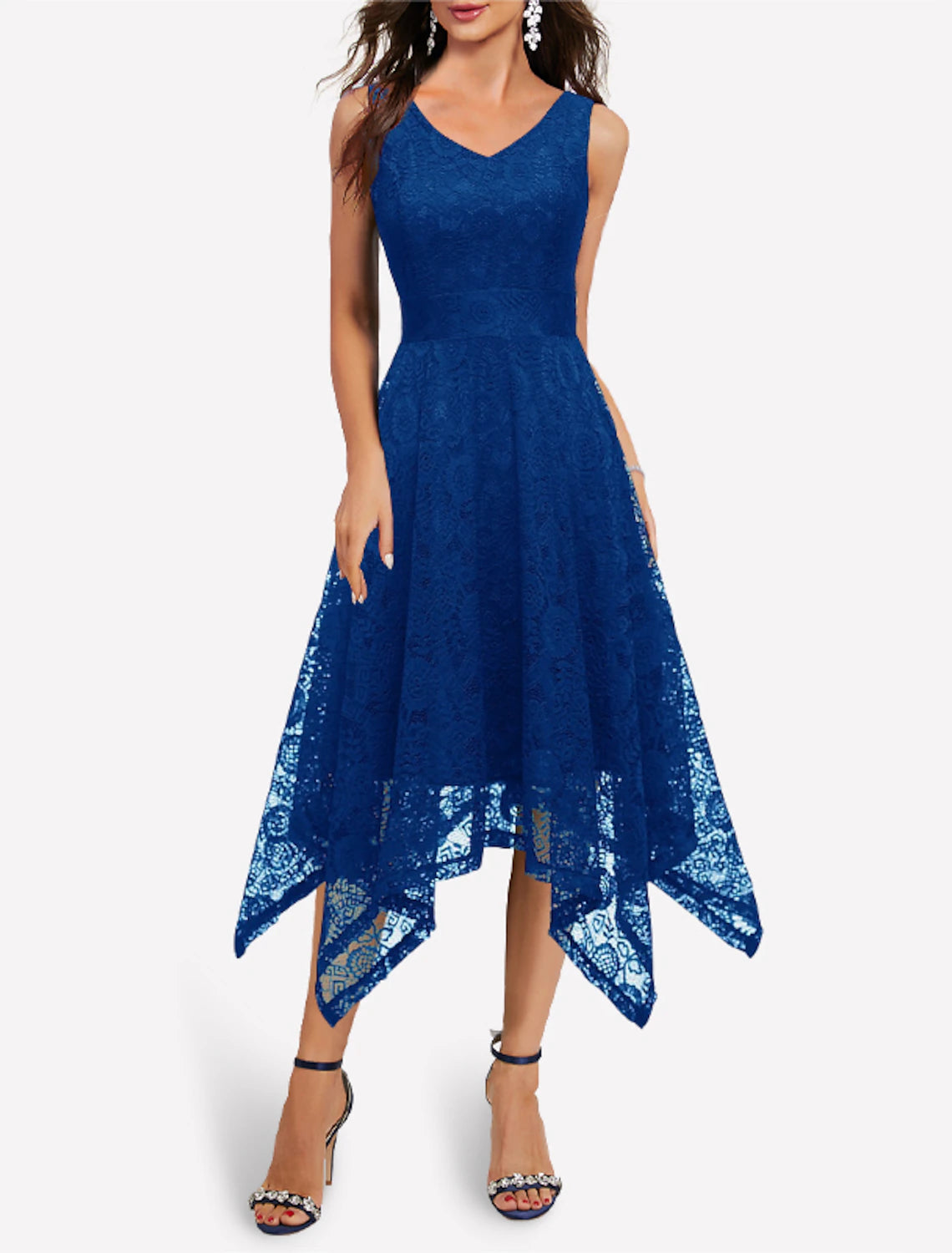 Wholesale A-Line Cocktail Dresses Vintage Dress Graduation Party Wear Knee Length Sleeveless V Neck Lace with Pleats