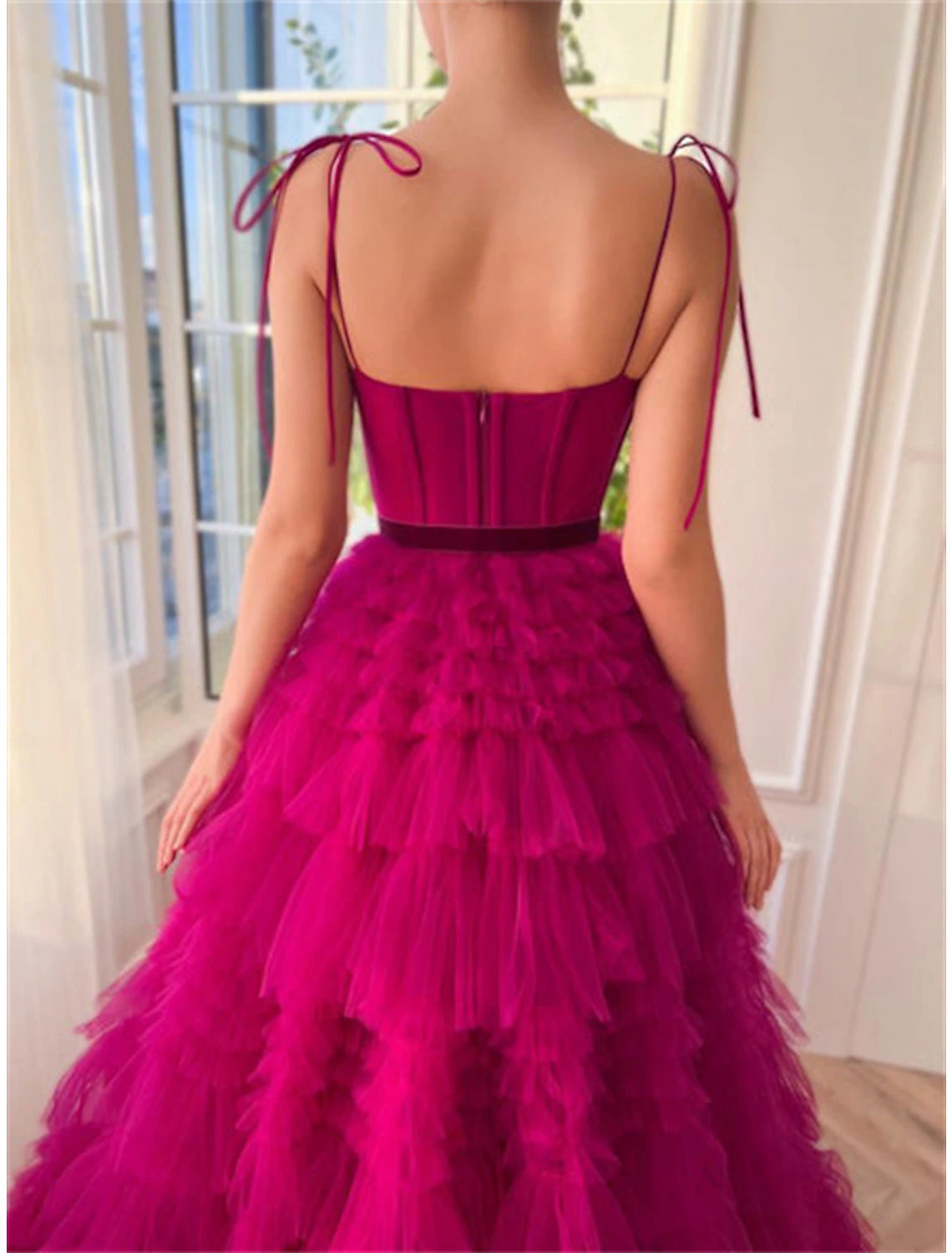 Wholesale Ball Gown Evening Gown Puffy Dress Wedding Party Birthday Floor Length Sleeveless Spaghetti Strap Tulle with Ruffles Strappy