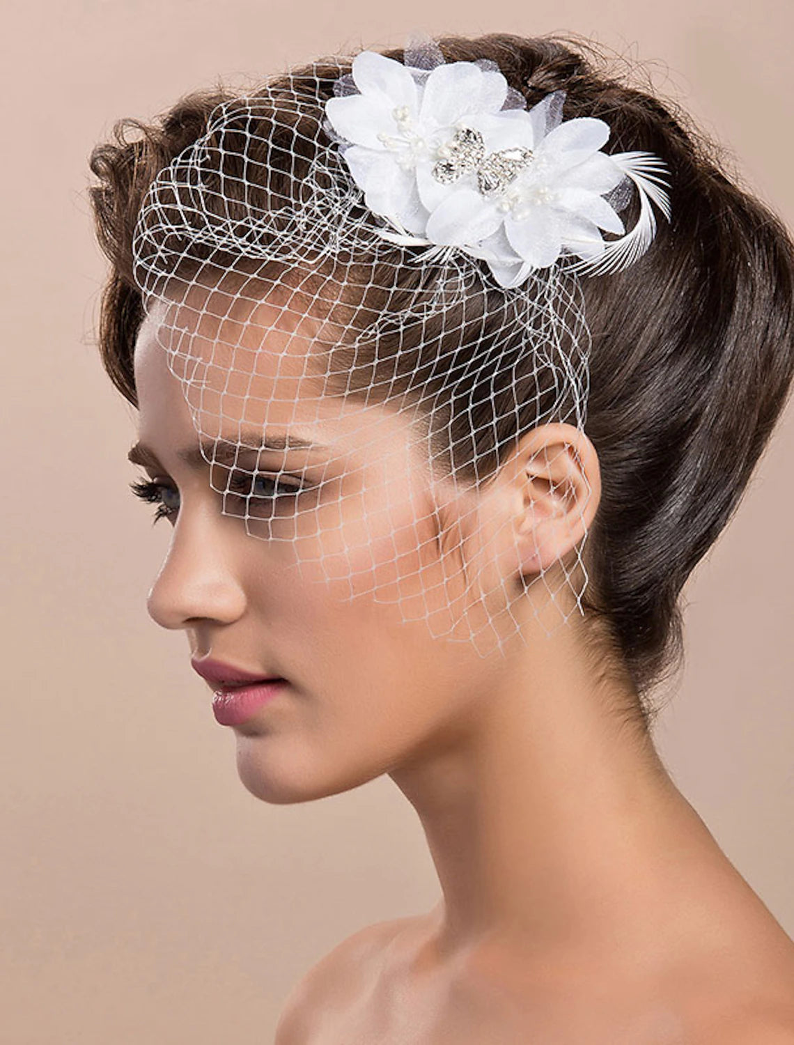 Wholesale Net Blusher Veils / Wedding Fascinators / Headwear with Floral 1pc Special Occasion / Party / Evening / Party / Cocktail Headpiece