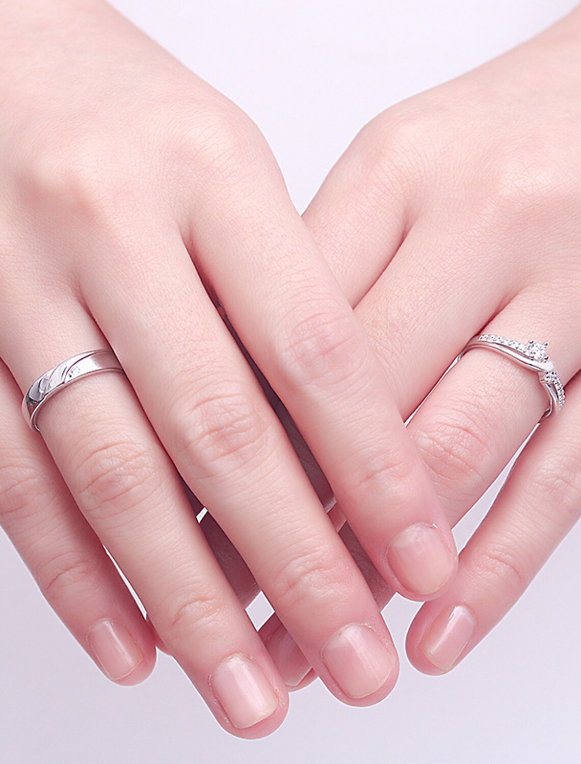 Wholesale Men Women Couple Rings Wedding Classic Silver S925 Sterling Silver Precious Stylish Simple 1 Pair Zircon