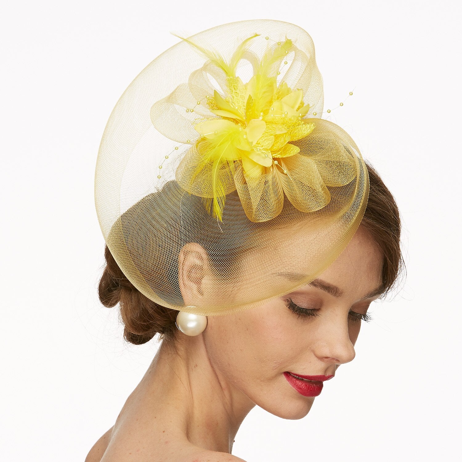 Wholesale Net Fascinators Kentucky Derby Hat/ Headwear with Floral 1PC Wedding / Special Occasion / Tea Party Headpiece