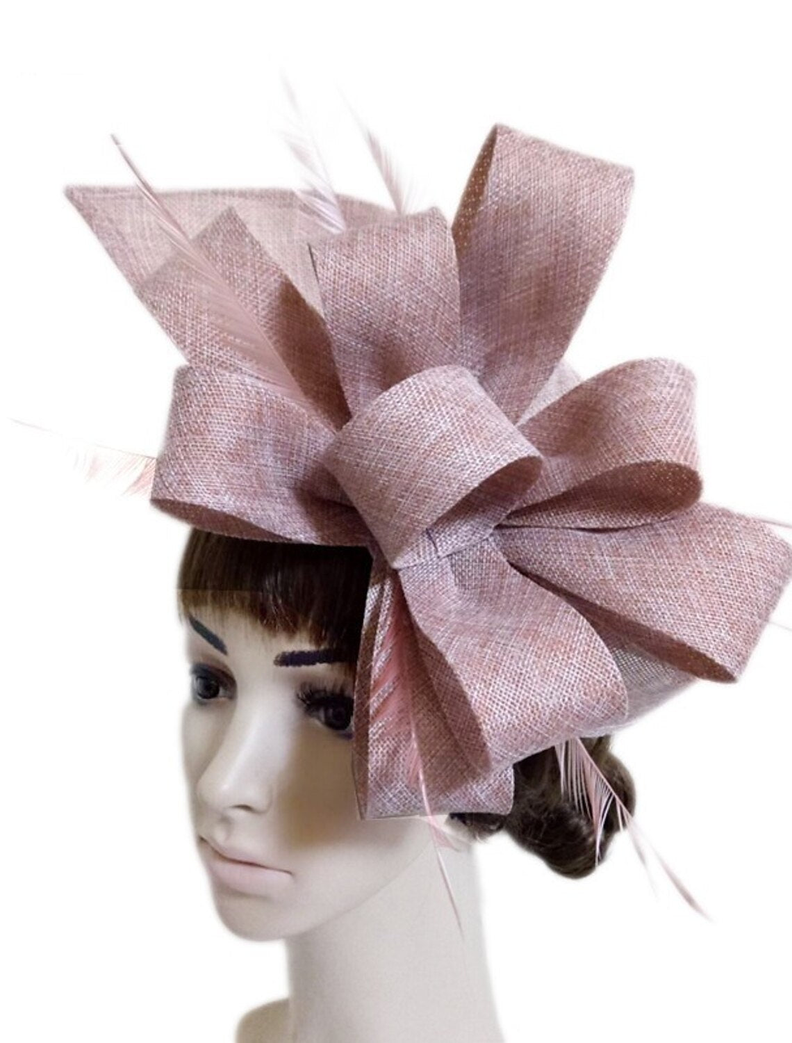 Wholesale Fascinators Faux Linen Kentucky Derby Horse Race Cocktail Royal Astcot Retro Elegant With Feather Bowknot Headpiece Headwear