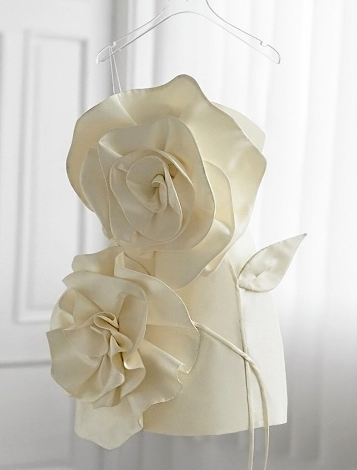 Wholesale Sheath / Column Homecoming Dresses Floral Dress Party Wear Birthday Short / Mini Sleeveless Strapless Satin with Ruffles