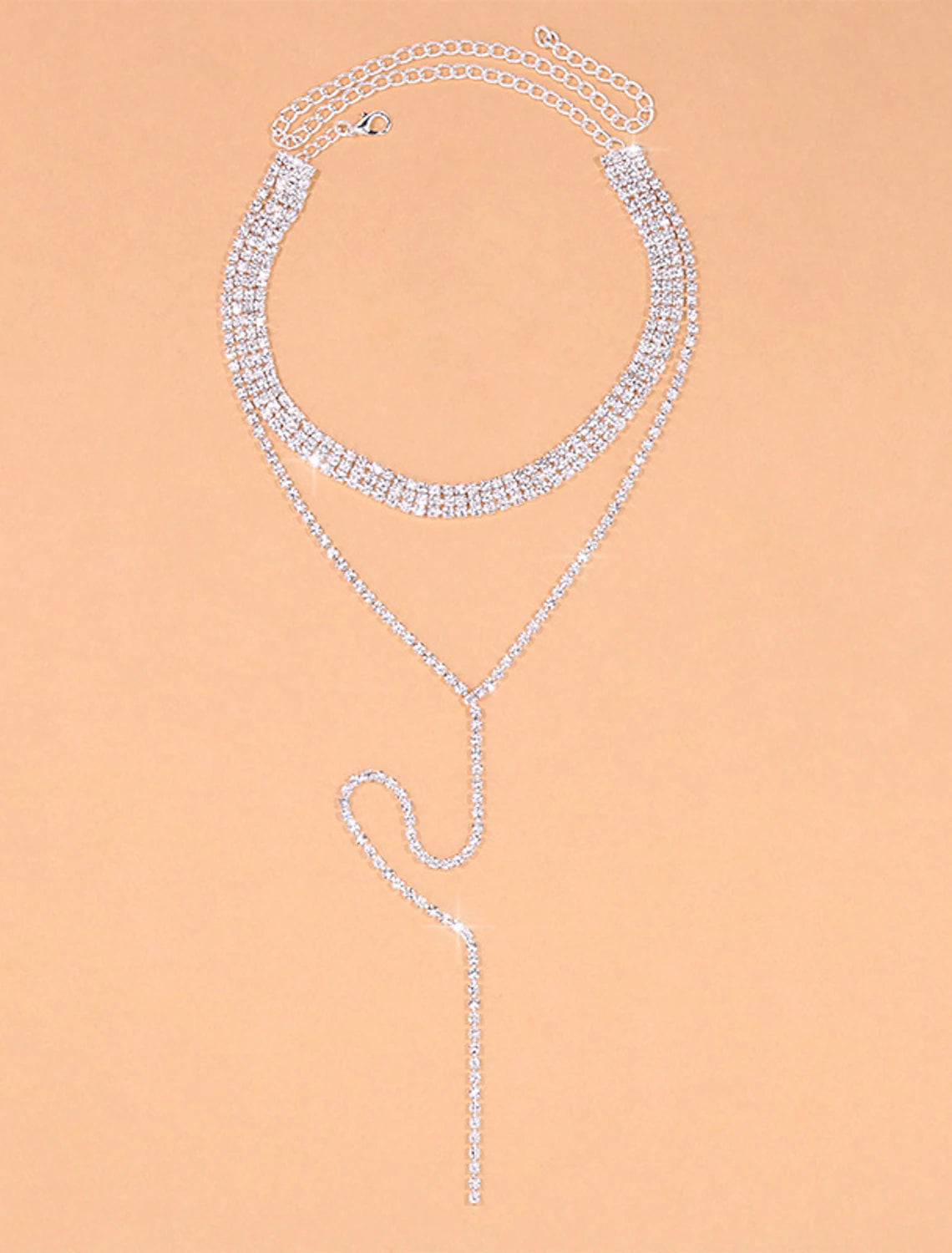 Wholesale Fine Jewelry Clear Rhinestones Women's Fashion Modern Geometrical Wedding Geometric Necklace For Wedding Engagement