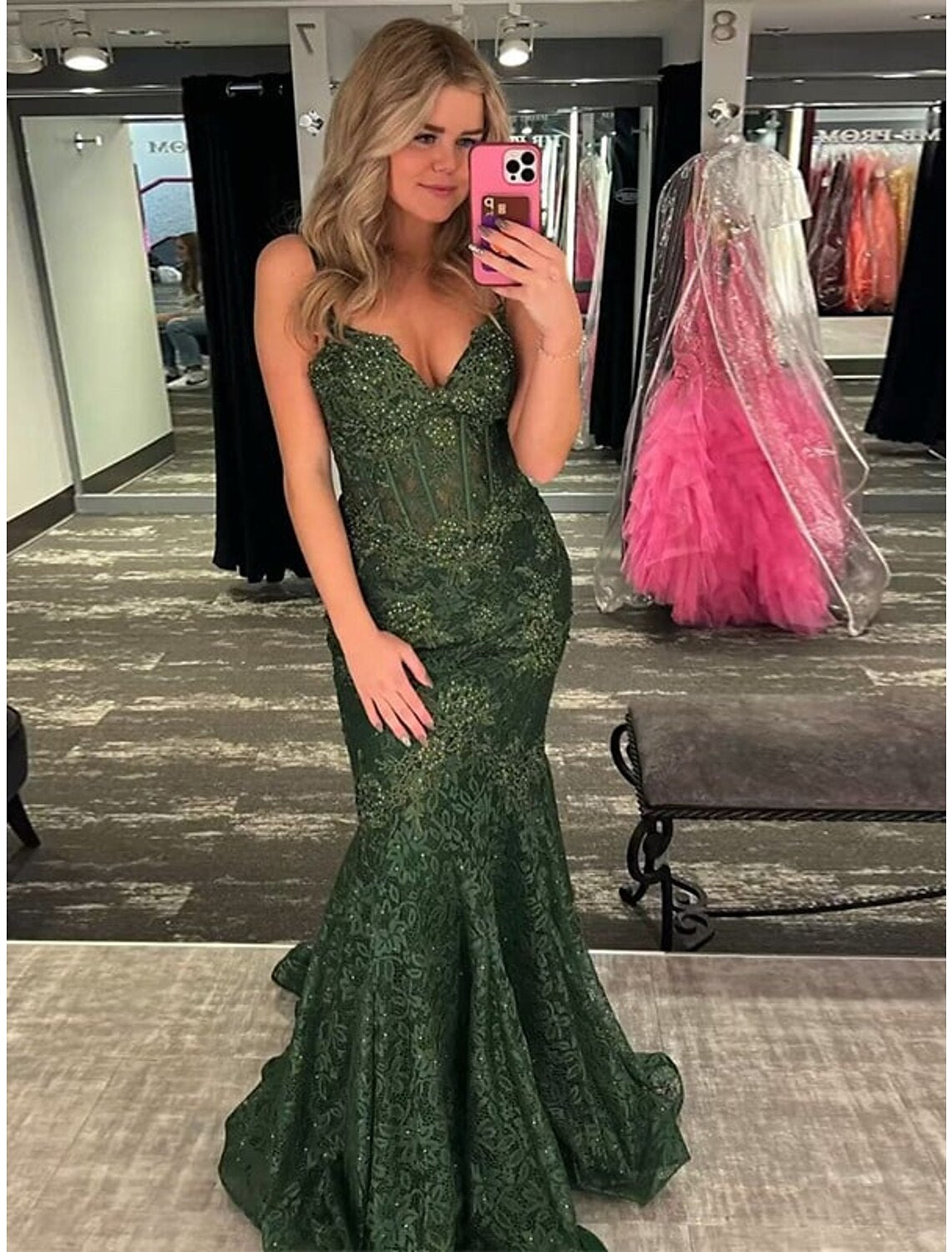 Wholesale Mermaid / Trumpet Evening Gown Maxi Dress Formal Prom Sweep / Brush Train Sleeveless Spaghetti Strap Spandex Backless with Crystals Appliques